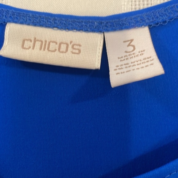 CHICOS Blue Sleeveless Tank Top Chico’s Sz 3 XL Pit to Pit 21 5/8” Preworn - Picture 3 of 14